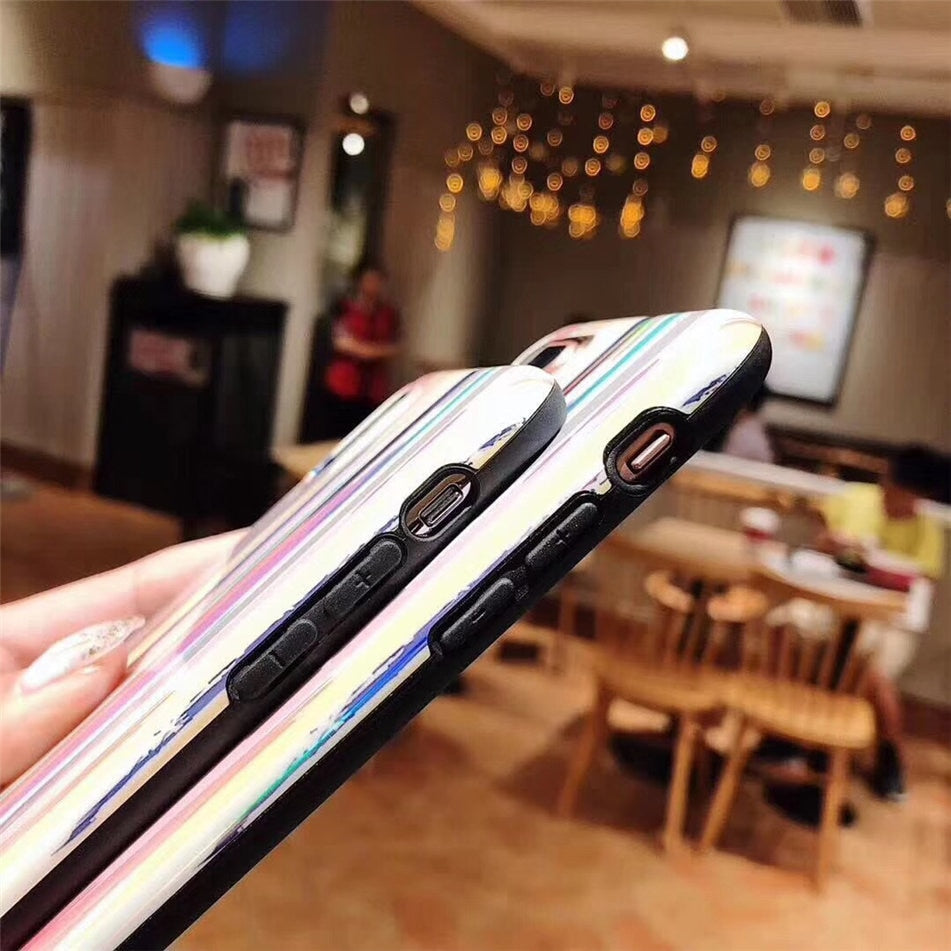 Compatible with Apple, Colorful Rainbow Case For iPhone XS Max XR X IMD Silicone Phone Cases For iPhone 7 6 6s 8 Plus Soft TPU Back Cover Coque - tallpapa
