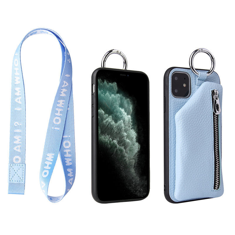 Compatible WithApple, Compatible WithApple , PU Leather Strap Cord Coin Purse Phone Cases ForiPhone XR X XS 12PRO 11 PRO MAX 7 8 PLUS SE Crossbody Neck Lanyard Wallet Cover - tallpapa
