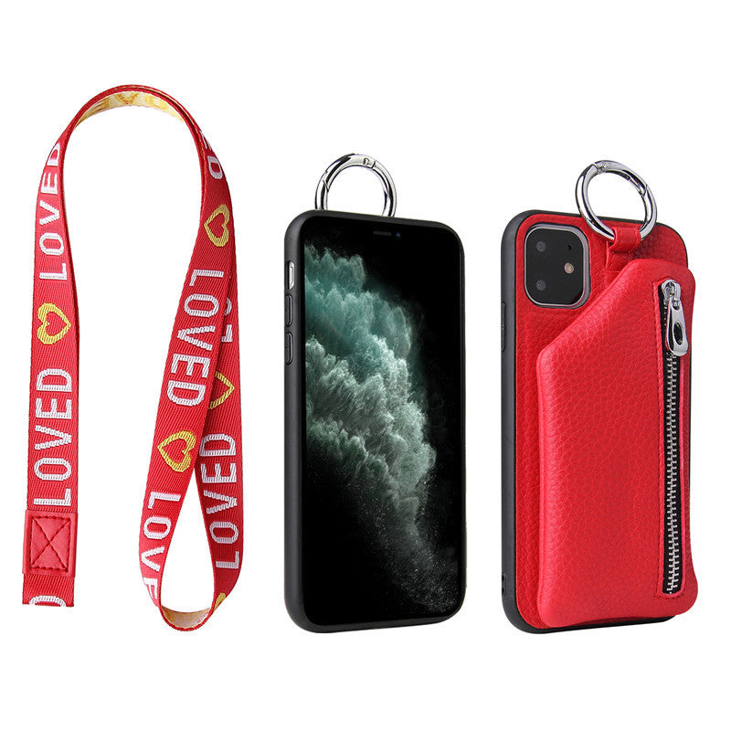 Compatible WithApple, Compatible WithApple , PU Leather Strap Cord Coin Purse Phone Cases ForiPhone XR X XS 12PRO 11 PRO MAX 7 8 PLUS SE Crossbody Neck Lanyard Wallet Cover - tallpapa