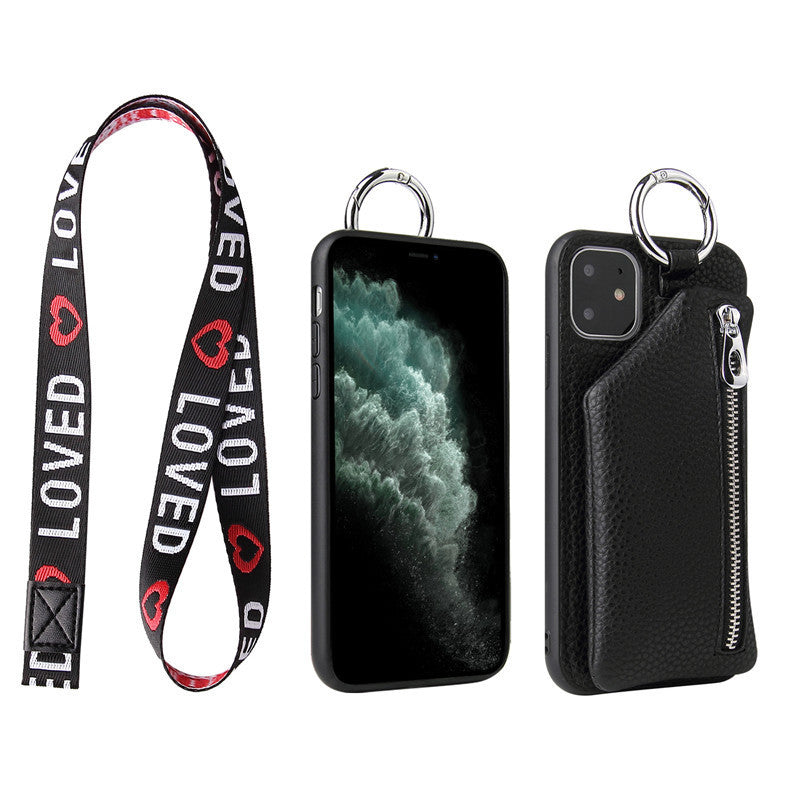 Compatible WithApple, Compatible WithApple , PU Leather Strap Cord Coin Purse Phone Cases ForiPhone XR X XS 12PRO 11 PRO MAX 7 8 PLUS SE Crossbody Neck Lanyard Wallet Cover - tallpapa