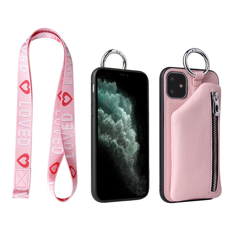 Compatible WithApple, Compatible WithApple , PU Leather Strap Cord Coin Purse Phone Cases ForiPhone XR X XS 12PRO 11 PRO MAX 7 8 PLUS SE Crossbody Neck Lanyard Wallet Cover - tallpapa