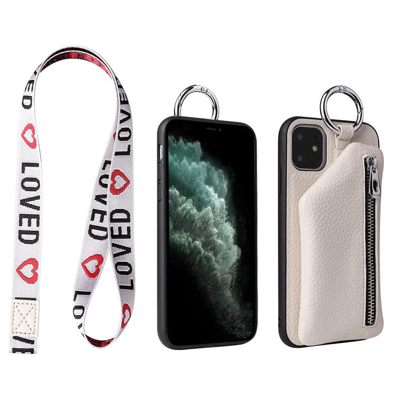 Compatible WithApple, Compatible WithApple , PU Leather Strap Cord Coin Purse Phone Cases ForiPhone XR X XS 12PRO 11 PRO MAX 7 8 PLUS SE Crossbody Neck Lanyard Wallet Cover - tallpapa
