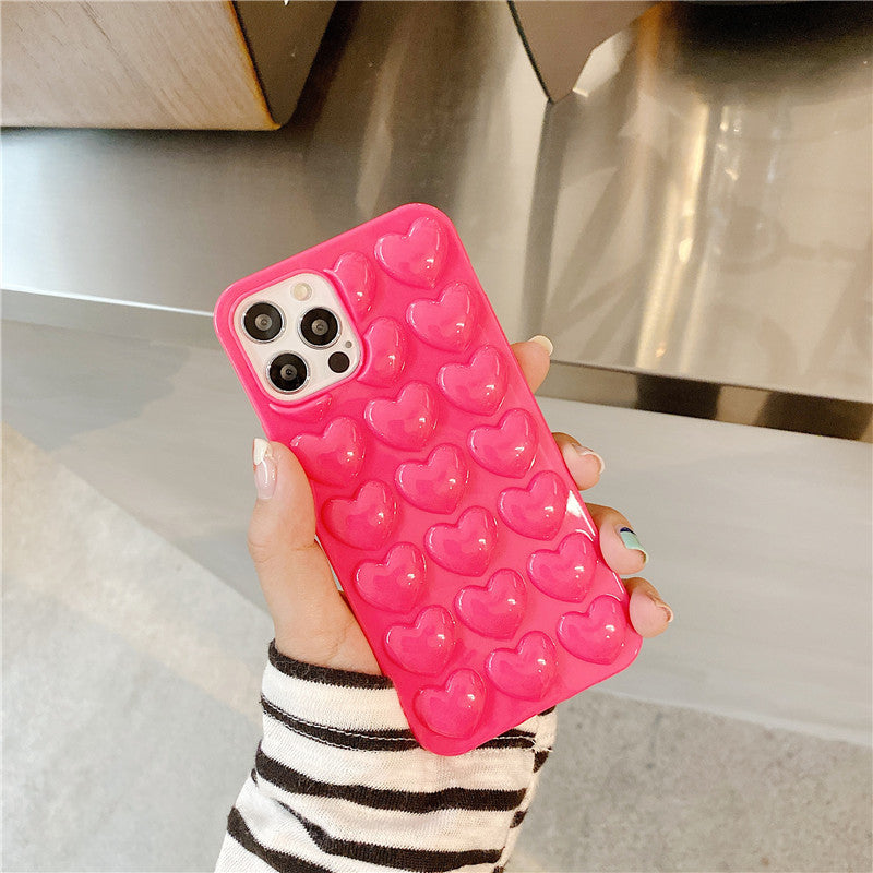 Peach Heart Phone Case Silicone Lanyard Protective Cover - tallpapa
