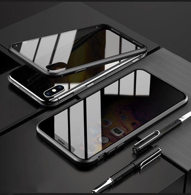 Phone Case Anti-peep Magnetic Protective Shell Magnetic Privacy Glass Case For Phone - tallpapa