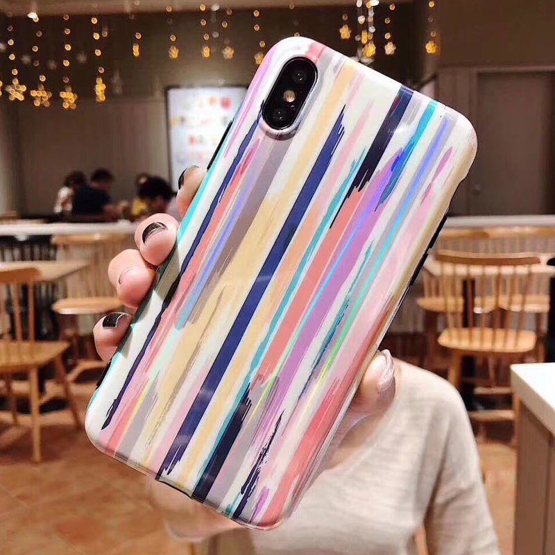 Compatible with Apple, Colorful Rainbow Case For iPhone XS Max XR X IMD Silicone Phone Cases For iPhone 7 6 6s 8 Plus Soft TPU Back Cover Coque - tallpapa