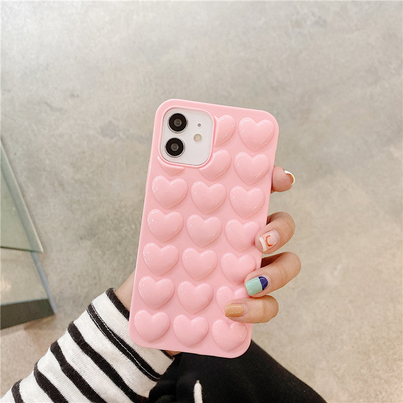Peach Heart Phone Case Silicone Lanyard Protective Cover - tallpapa