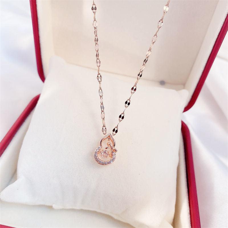 Valentines Day Gift Perfume Bottle Pendant Titanium Steel Necklace Korean Trend Zircon Luxury Female Necklace Charm Jewelry Gift Fashion Jewelry Woman - tallpapa
