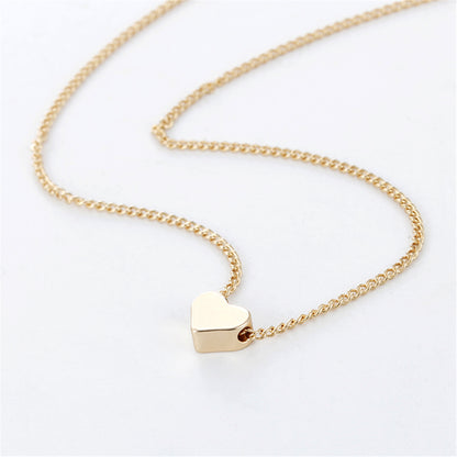 Simple Fashion Gold Color Double-sided Love Pendant Necklaces Clavicle Chains Necklace Women Jewelry Valentines Day Gift - tallpapa