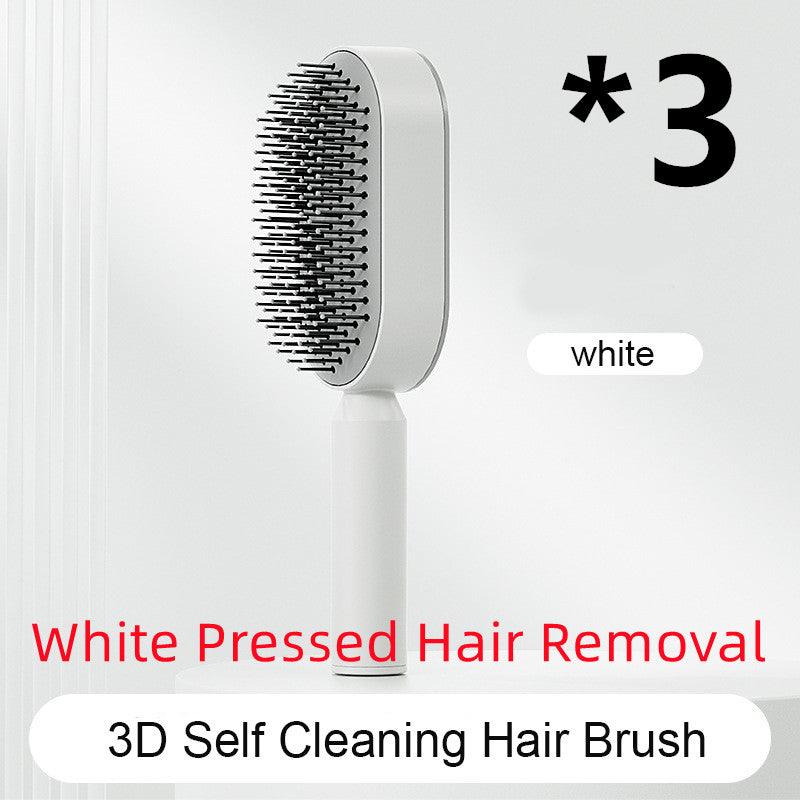 Self Cleaning Hair Brush For Women One-key Cleaning Hair Loss Airbag Massage Scalp Comb Anti-Static Hairbrush - tallpapa