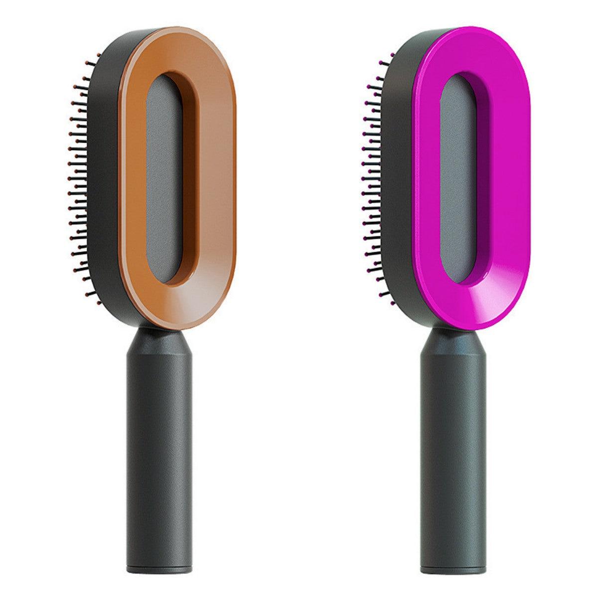 Self Cleaning Hair Brush For Women One-key Cleaning Hair Loss Airbag Massage Scalp Comb Anti-Static Hairbrush - tallpapa