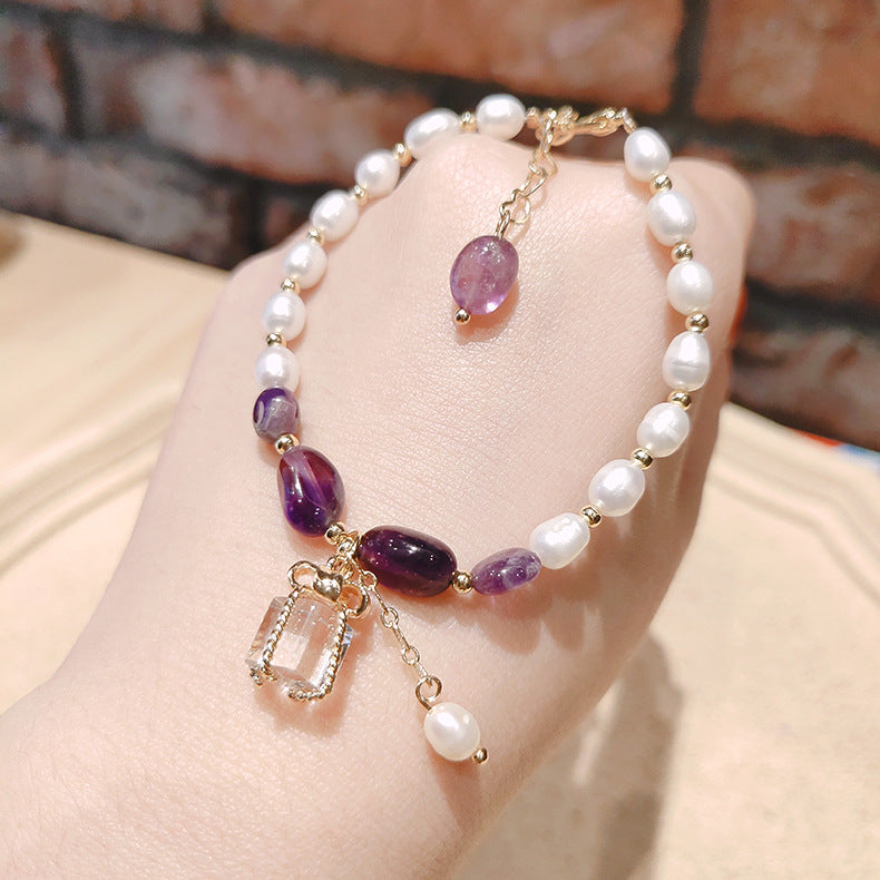 Transfer Flourishing Peach Blossom Baroque Pearl Bracelet - tallpapa