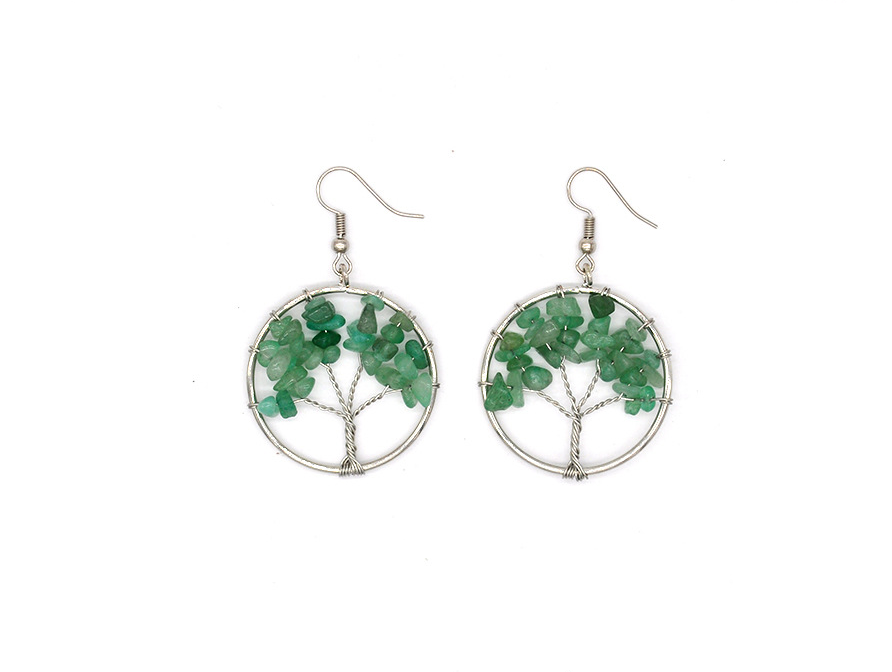 Natural Crystal Crushed Stone Tree Wishing Tree Earrings Crystal Tree Earrings Jewelry - tallpapa