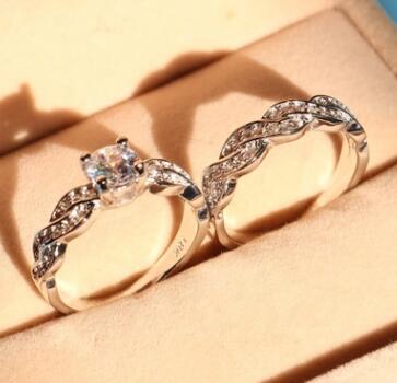 New set of rings wedding ring set men and women couple ring jewelry - tallpapa