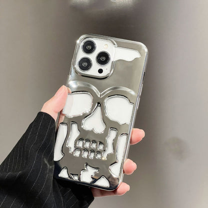 Luxury Plating 3D Skull Phone Case For I-Phone 14 Pro Max 13 12 11 Plus Breathable Glossy Hollow Out Gold Metallic Paint - tallpapa