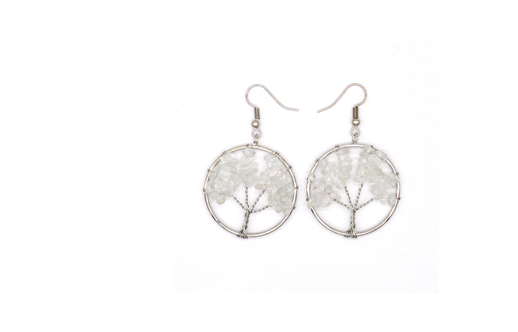 Natural Crystal Crushed Stone Tree Wishing Tree Earrings Crystal Tree Earrings Jewelry - tallpapa