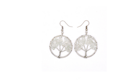 Natural Crystal Crushed Stone Tree Wishing Tree Earrings Crystal Tree Earrings Jewelry - tallpapa