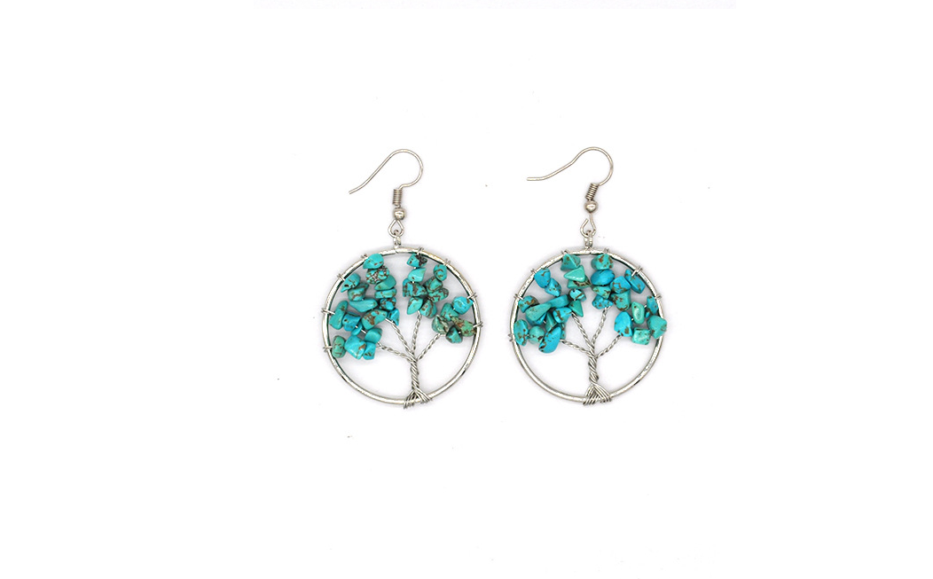 Natural Crystal Crushed Stone Tree Wishing Tree Earrings Crystal Tree Earrings Jewelry - tallpapa