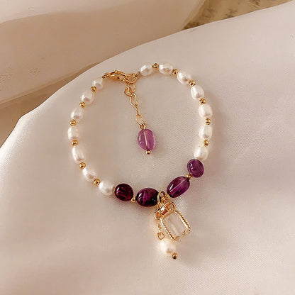 Transfer Flourishing Peach Blossom Baroque Pearl Bracelet - tallpapa