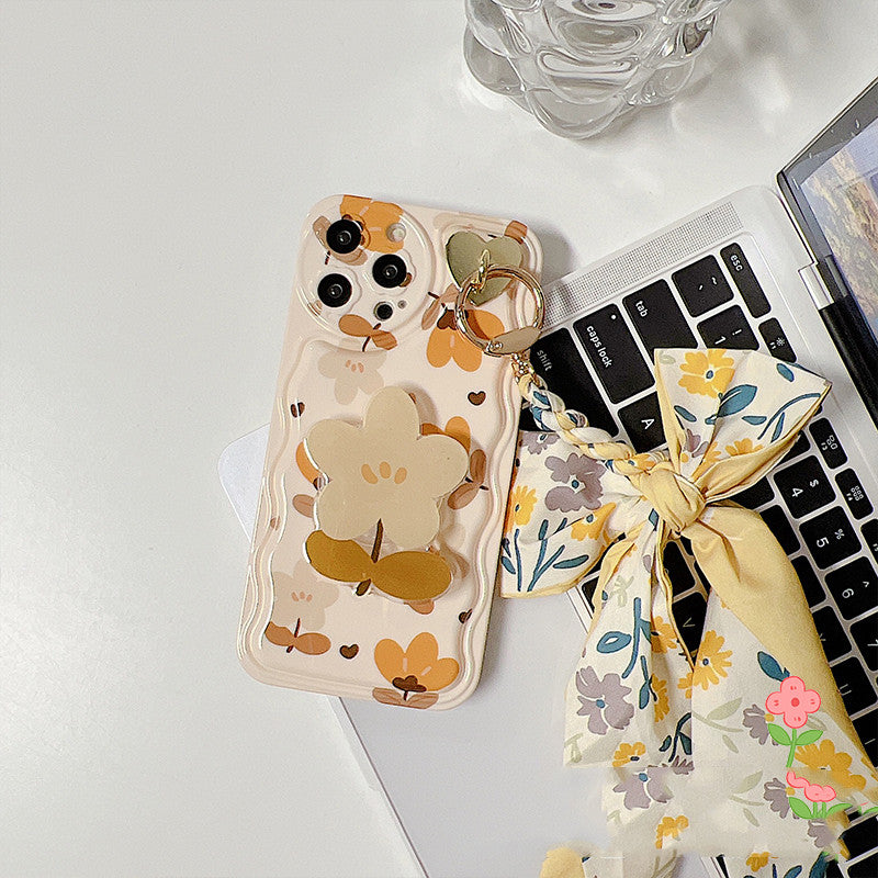 Autumn Leaves And Flowers With Bow Silk Scarf Phone Cases - tallpapa