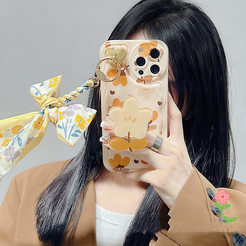 Autumn Leaves And Flowers With Bow Silk Scarf Phone Cases - tallpapa