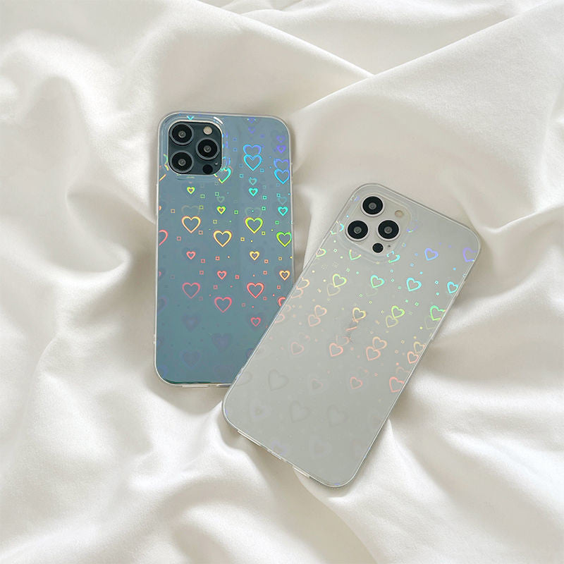 Laser Colorful Love For Double-sided Coated Silicone Phone Case - tallpapa