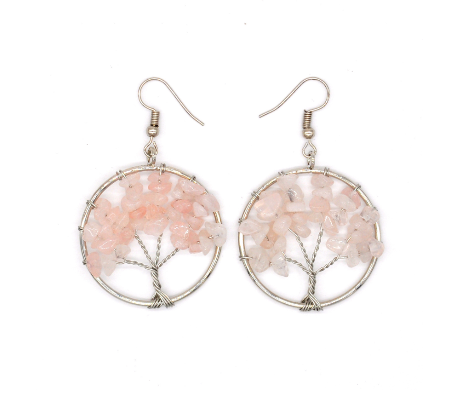 Natural Crystal Crushed Stone Tree Wishing Tree Earrings Crystal Tree Earrings Jewelry - tallpapa