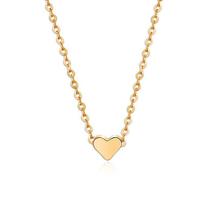 Simple Fashion Gold Color Double-sided Love Pendant Necklaces Clavicle Chains Necklace Women Jewelry Valentines Day Gift - tallpapa