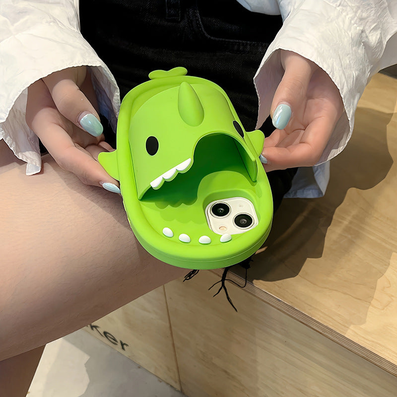 Funny Shark Slipper Phone Case For Iphone 11 12 13 14 Pro Max Creative Soft Silicone Shockproof Protective Full Cover For Apple - tallpapa