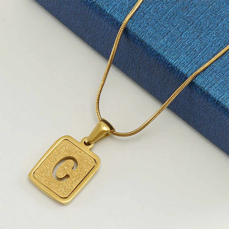 Alphabet Necklace 26 Letters Hollow Out Square 18K Necklace Fashion Jewelry - tallpapa