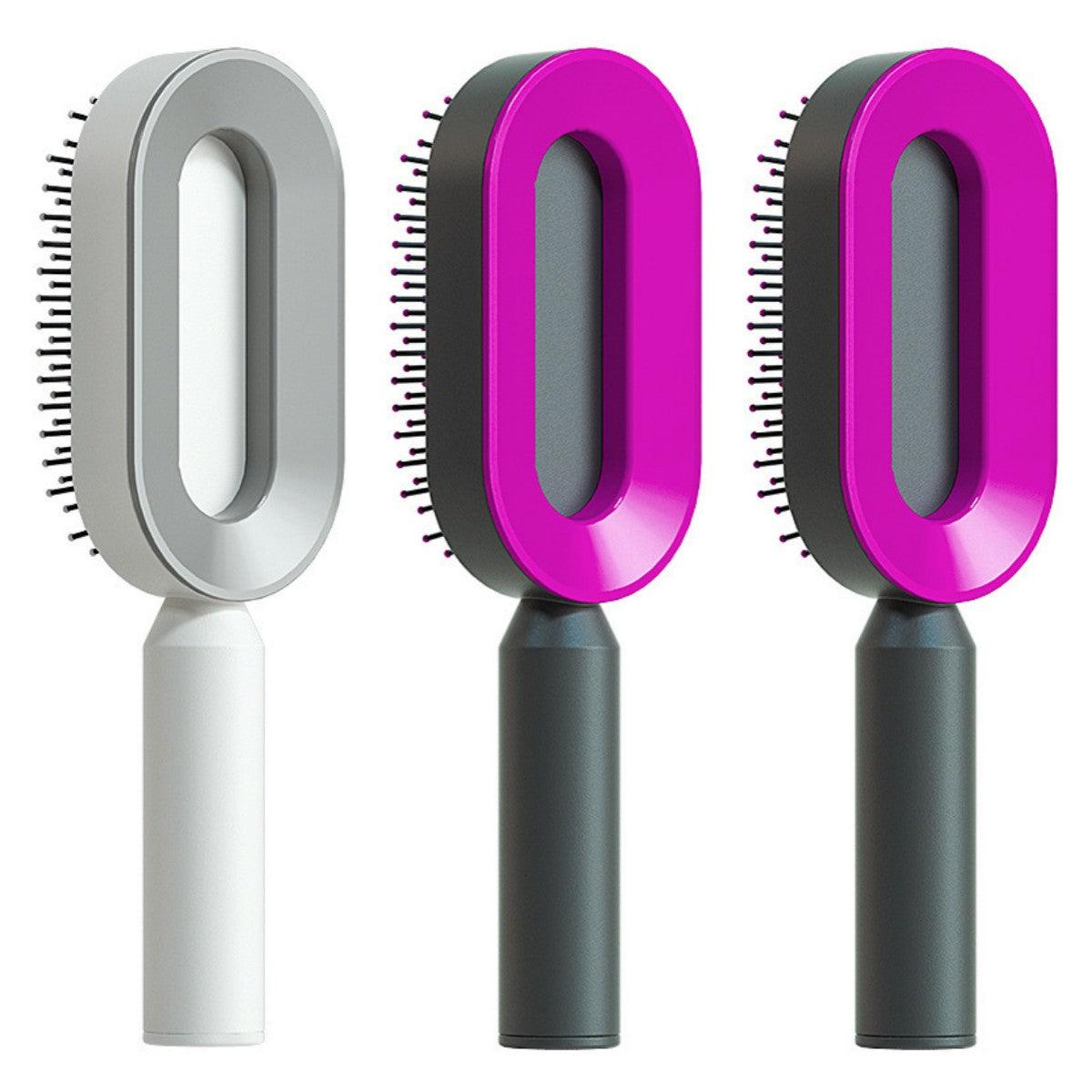 Self Cleaning Hair Brush For Women One-key Cleaning Hair Loss Airbag Massage Scalp Comb Anti-Static Hairbrush - tallpapa