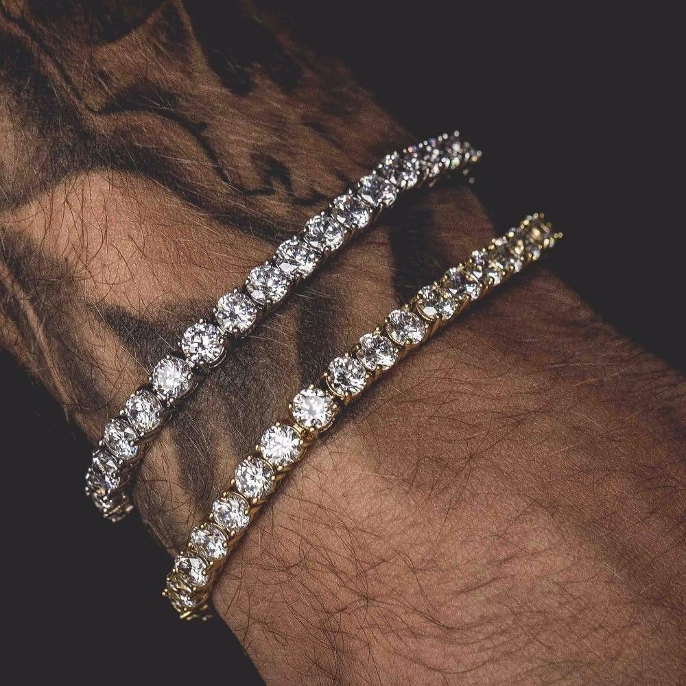 Hip Hop Bracelet Iced Out Single Row Rhinestones Chain Bling Tennis Charm Bracelets Zirconia Bracelets Link Chain Jewelry - tallpapa