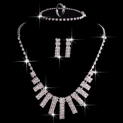 Hao Yue jewelry set, foreign trade explosion jewelry, bridal jewelry four sets, wedding match crystal jewelry set - tallpapa