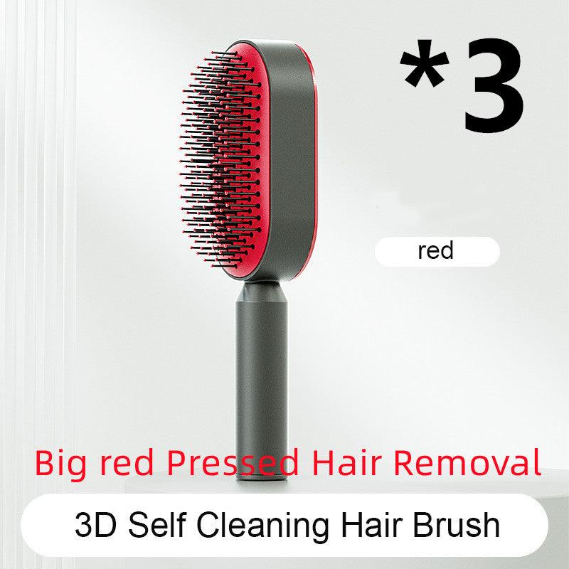 Self Cleaning Hair Brush For Women One-key Cleaning Hair Loss Airbag Massage Scalp Comb Anti-Static Hairbrush - tallpapa