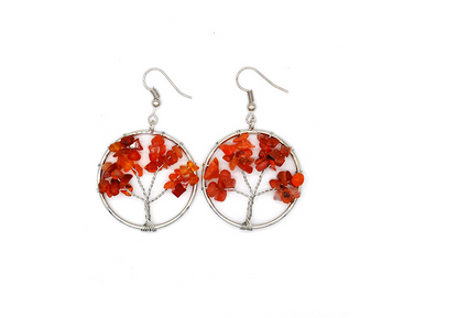 Natural Crystal Crushed Stone Tree Wishing Tree Earrings Crystal Tree Earrings Jewelry - tallpapa