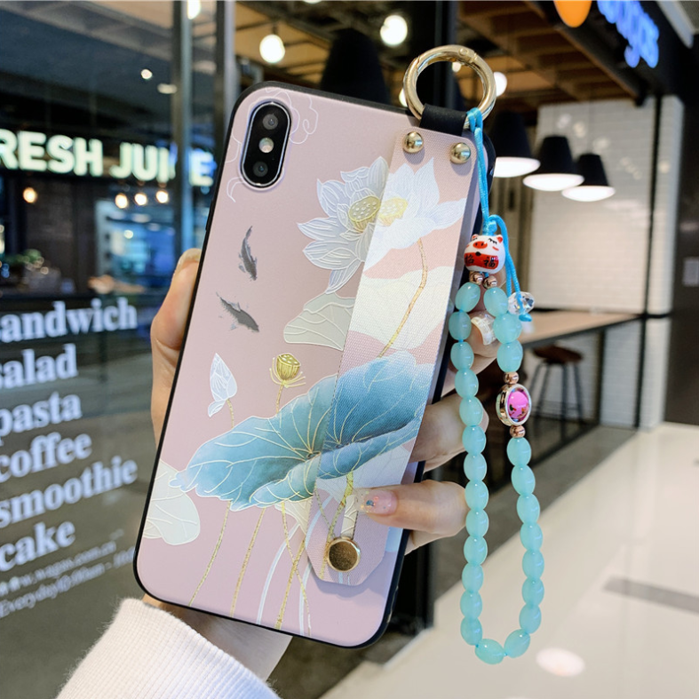 Compatible with Apple, Rose Flowers Wrist Strap phone Cases For iPhone - tallpapa