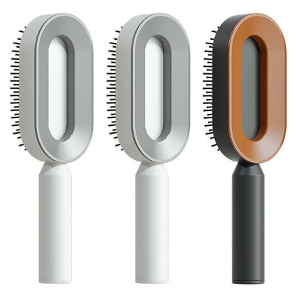 Self Cleaning Hair Brush For Women One-key Cleaning Hair Loss Airbag Massage Scalp Comb Anti-Static Hairbrush - tallpapa