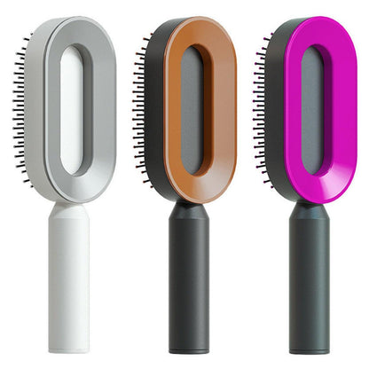 Self Cleaning Hair Brush For Women One-key Cleaning Hair Loss Airbag Massage Scalp Comb Anti-Static Hairbrush - tallpapa