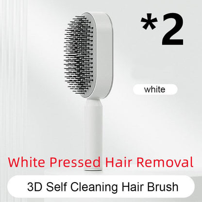 Self Cleaning Hair Brush For Women One-key Cleaning Hair Loss Airbag Massage Scalp Comb Anti-Static Hairbrush - tallpapa