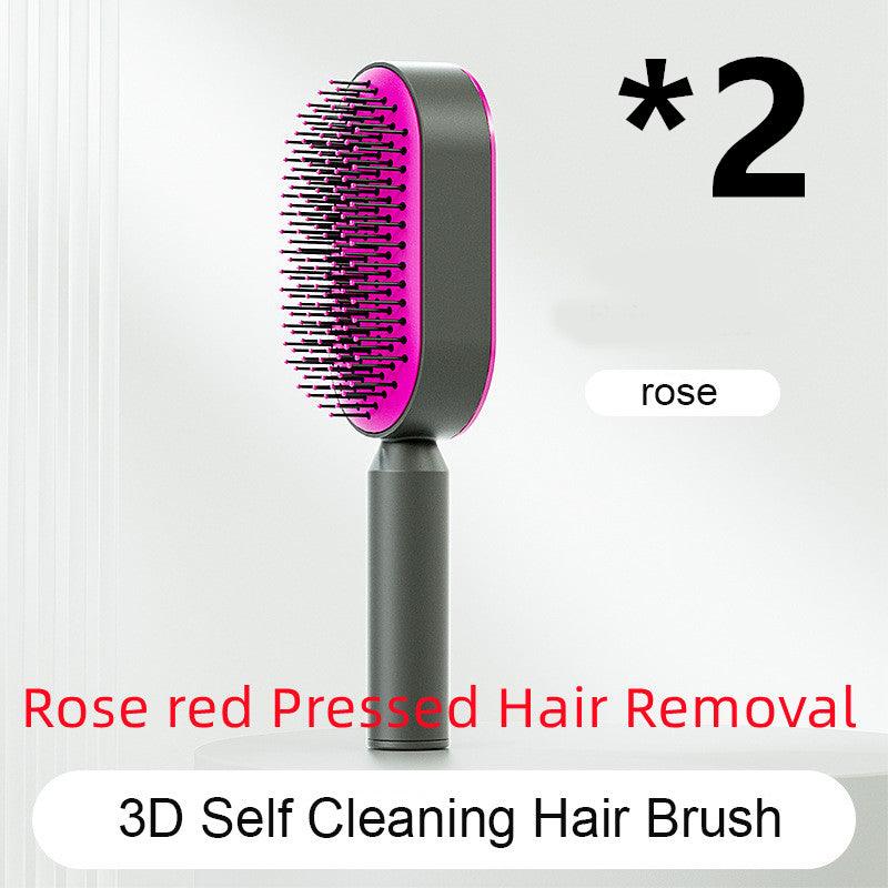 Self Cleaning Hair Brush For Women One-key Cleaning Hair Loss Airbag Massage Scalp Comb Anti-Static Hairbrush - tallpapa