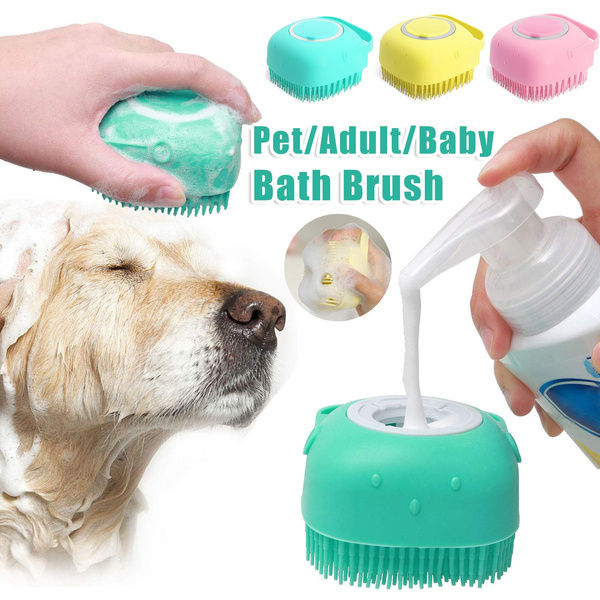 Silicone Dog Bath Massage Gloves Brush Pet Cat Bathroom Cleaning Tool Comb Brush For Dog Can Pour Shampoo Dog Grooming Supplies - tallpapa