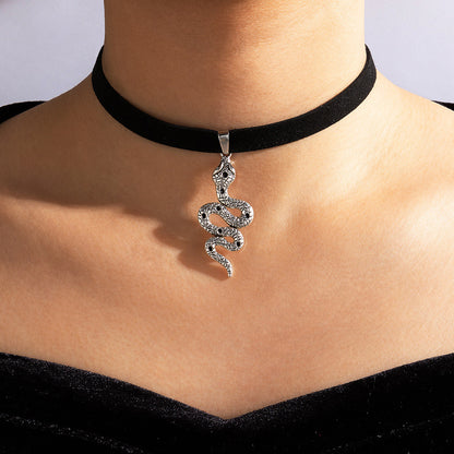 Snake Cobra Chokers Witchy Gothic Grunge Collar Velvet Necklace Dark Jewelry For Gift - tallpapa