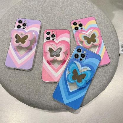 Color Butterfly Stand Silicone Phone Case - tallpapa