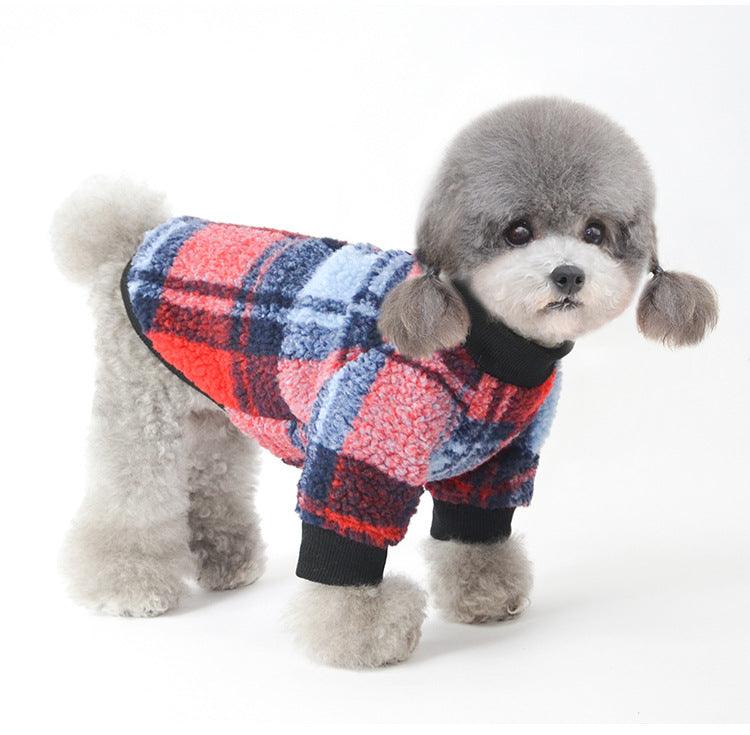 New Pet Clothes Plus Velvet Padded Plaid Shirt - tallpapa