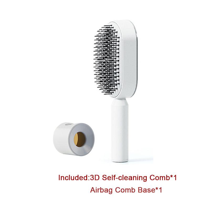 Self Cleaning Hair Brush For Women One-key Cleaning Hair Loss Airbag Massage Scalp Comb Anti-Static Hairbrush - tallpapa