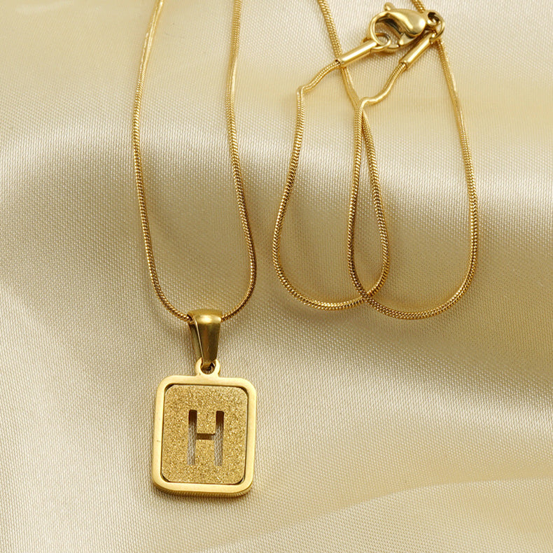 Alphabet Necklace 26 Letters Hollow Out Square 18K Necklace Fashion Jewelry - tallpapa