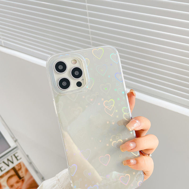 Laser Colorful Love For Double-sided Coated Silicone Phone Case - tallpapa