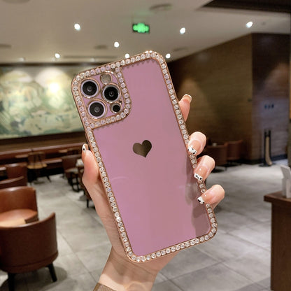 Phone Case Accessories Love Crystal Diamond Edge Electroplating Protective Cover - tallpapa