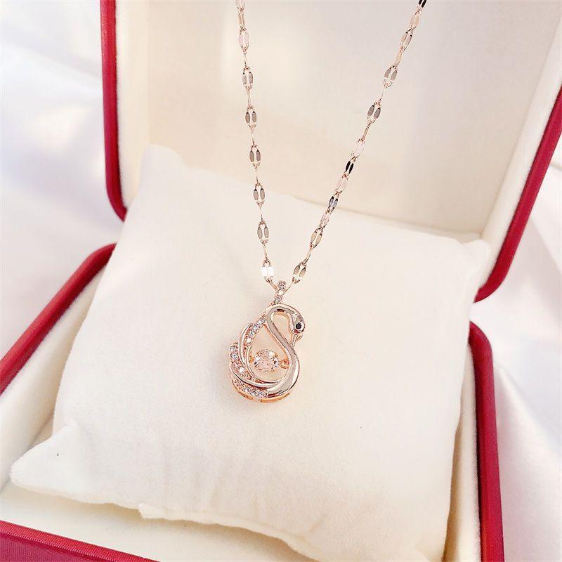 Valentines Day Gift Perfume Bottle Pendant Titanium Steel Necklace Korean Trend Zircon Luxury Female Necklace Charm Jewelry Gift Fashion Jewelry Woman - tallpapa