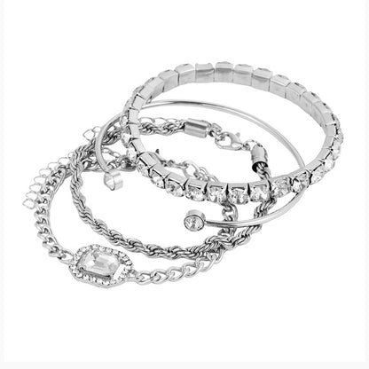 Fashion Jewelry 4 Pcs Crystal Bracelet Set Bohemian Design For Women Vintage Luxury Twisted Cuff Chains Armband Jewelry Accessories - tallpapa