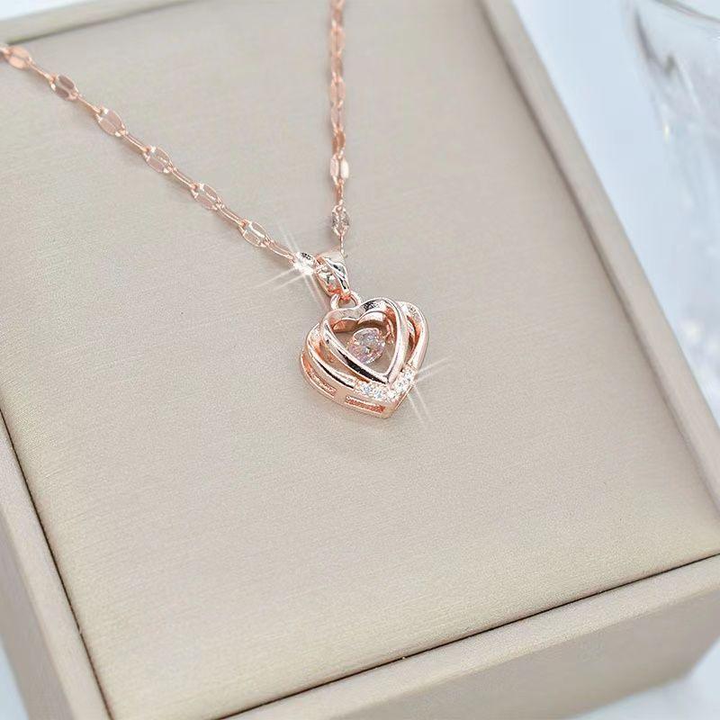 Valentines Day Gift Perfume Bottle Pendant Titanium Steel Necklace Korean Trend Zircon Luxury Female Necklace Charm Jewelry Gift Fashion Jewelry Woman - tallpapa